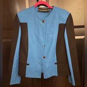 Vintage Louis Feraud colourblock Two-Tone Blue and Black Tailored Jacket
